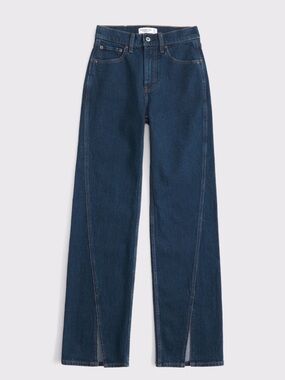Abercrombie Curve Love High Rise 90’s Relaxed Split-Vent Hem Jean Dark Wash
